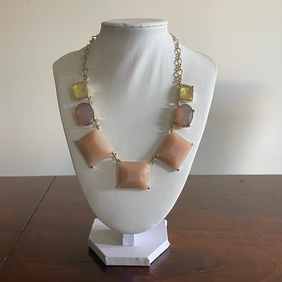 Choker blush purple and yellow. Gold tone chain lobster clasp marked The Limited - Picture 3 of 4